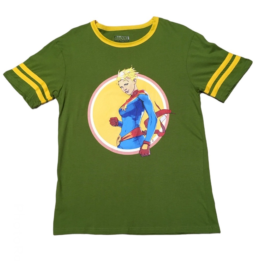 Captain Marvel Short Sleeve T Shirt Green Size M Loot Crate NWOT